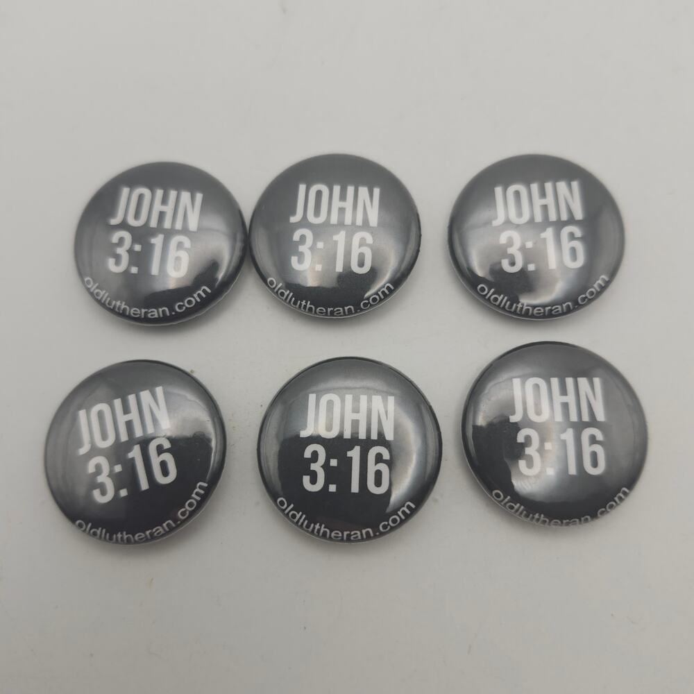 Lot of 6 John 3:16 Bible Verse Pinback Buttons 1 Inch Christian Church Outreach